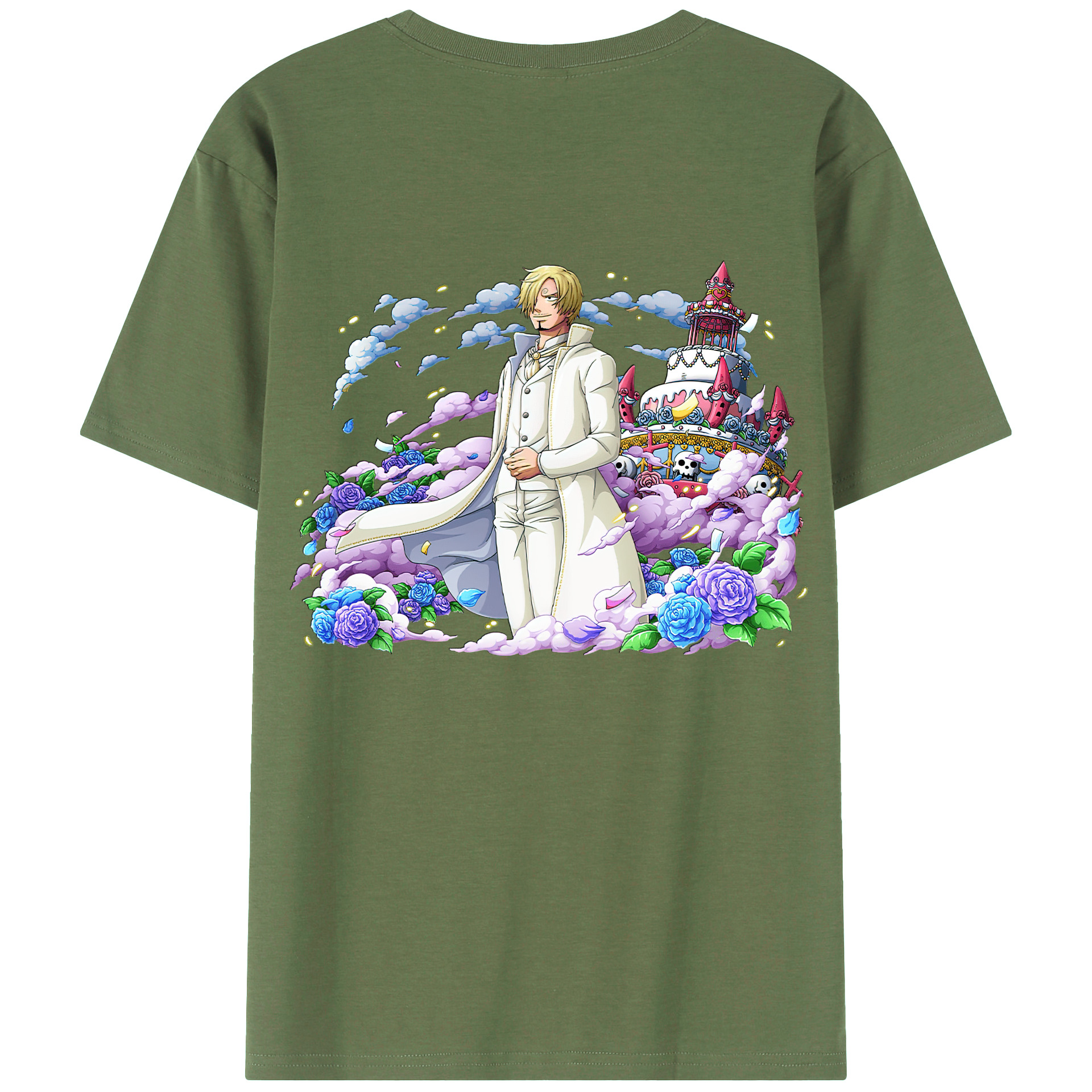 （画像用） ワンピース サンジ ONE PIECE Sanji 綿100％ メンズ半袖Tシャツ（バックプリント） 通気性